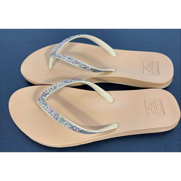 Reef Stargazer Tan Flip Flops Thongs Sandals Glitter Size 6-7 - Picture 2 of 9